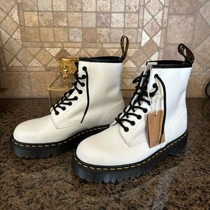 NWT DR DOC MARTENS 1460 Bex White Patent Leather  Boots M9 W10.5 / 11